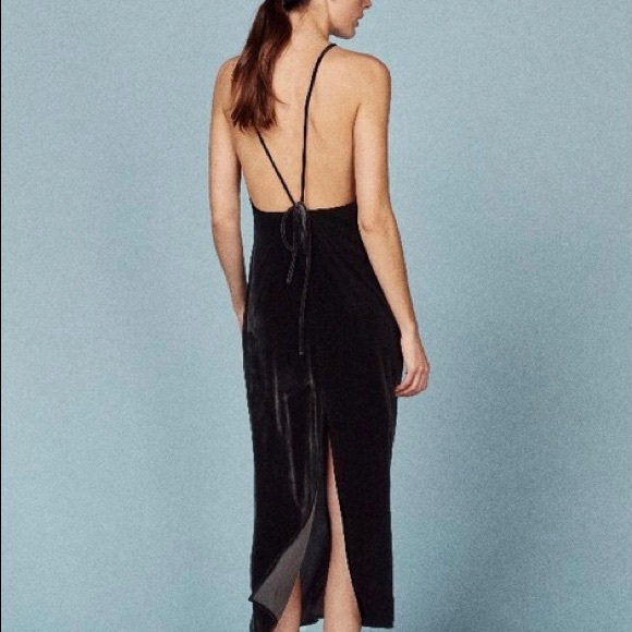 Reformation Irving Dress Velvet High Neck - Picture 2 of 7